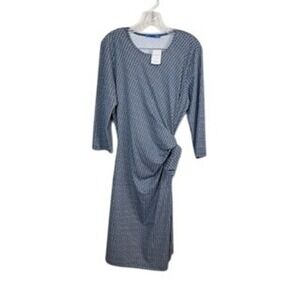 J.‎ McLaughlin Elora Dress XL Black Blue White Geometric 3/4 Sleeve Mini